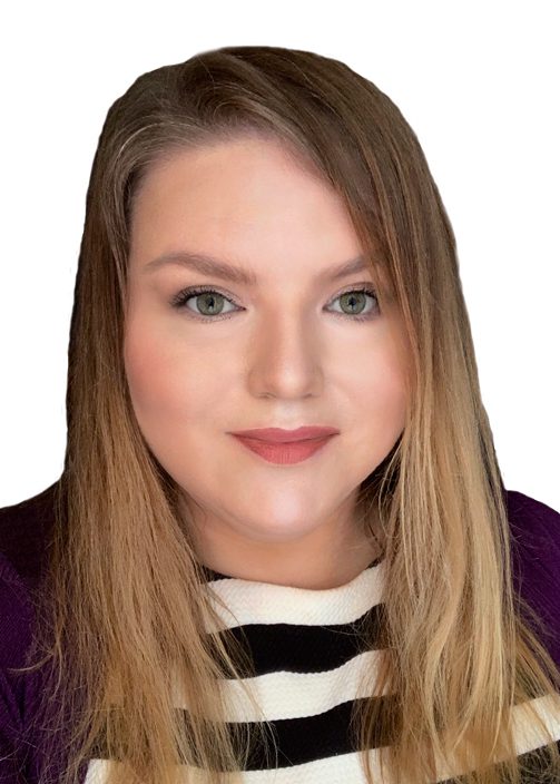 Woman in striped sweater portrait