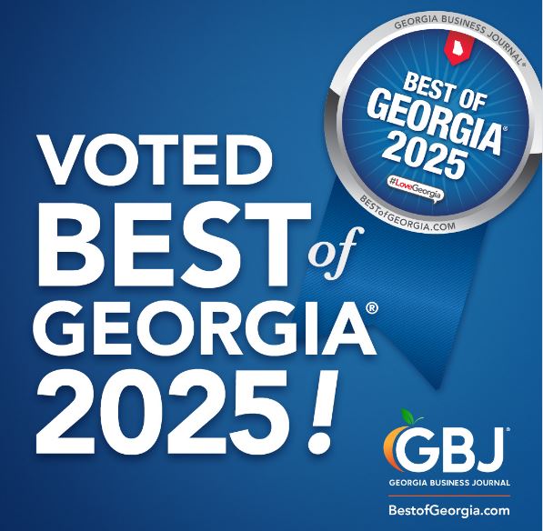Badge proclaiming 'Voted Best of Georgia 2025' by GBJ.
